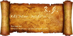 Köhler Jolán névjegykártya
