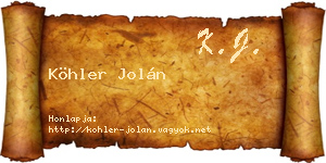 Köhler Jolán névjegykártya