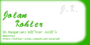 jolan kohler business card